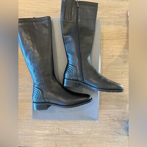 Black Leather Knee-High Boots